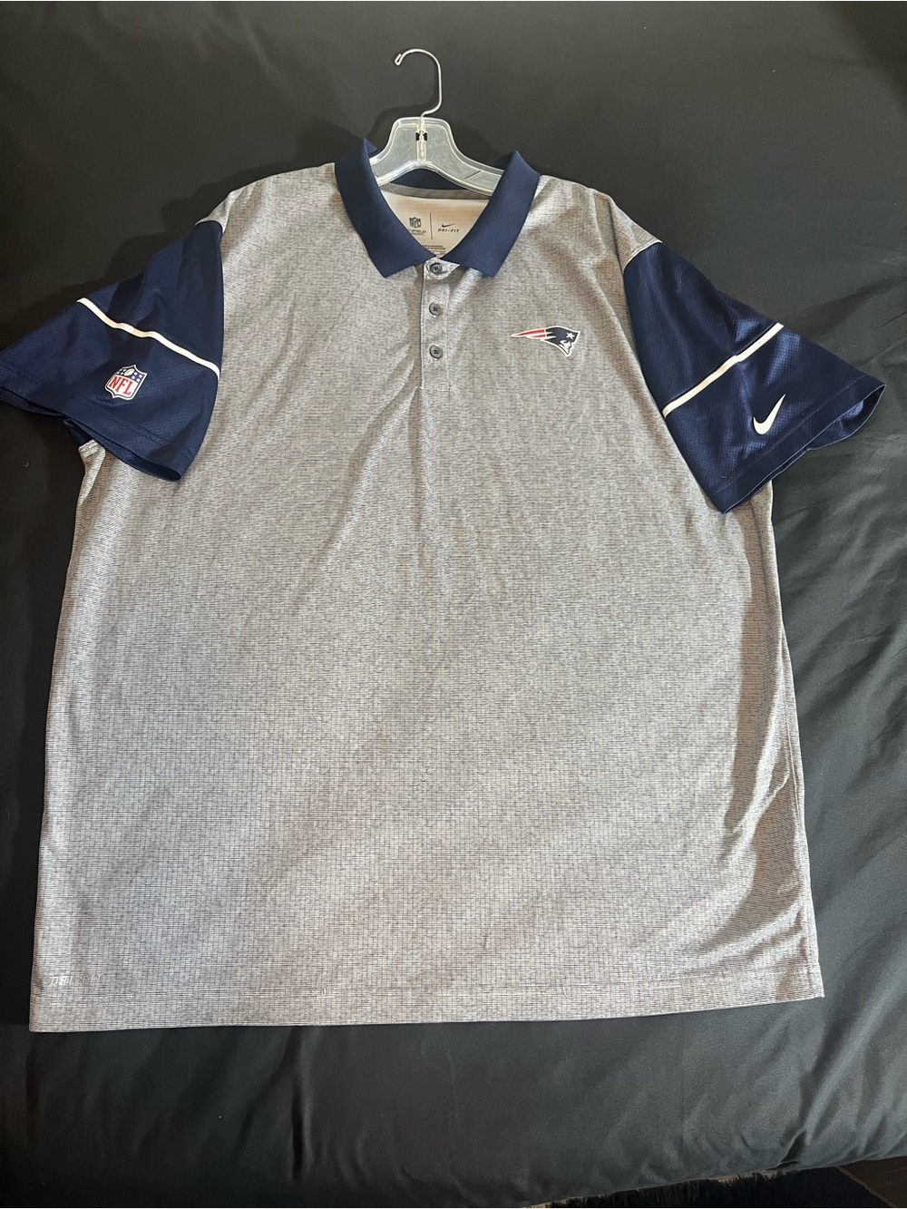 Nike Men's Gray and Navy New England Patriots Polo